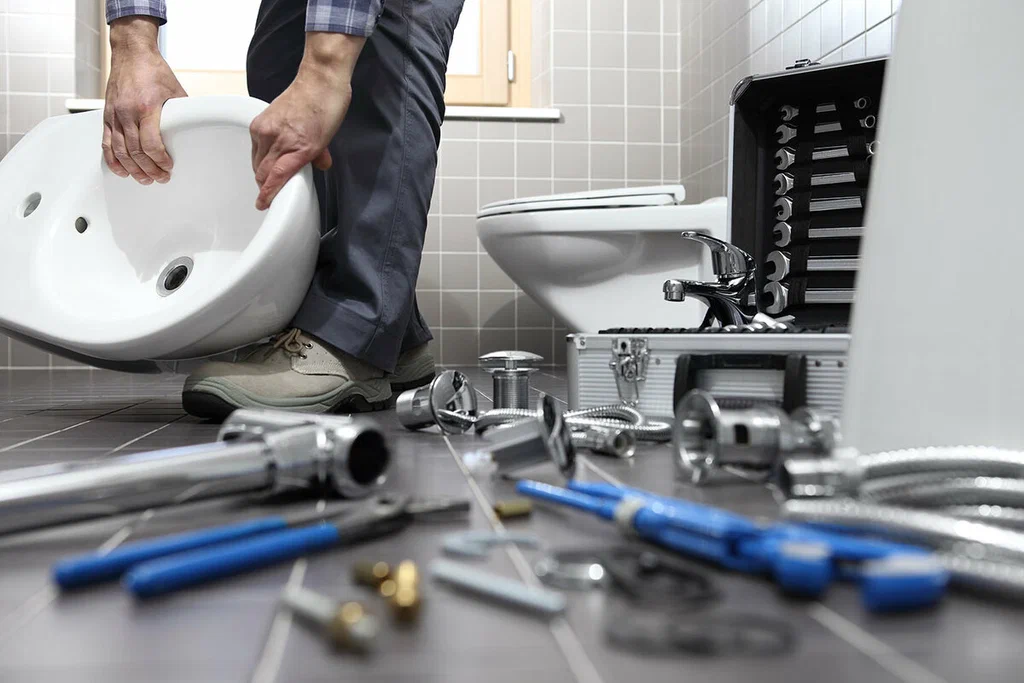 Plumbing tools prepared for a bathroom repair in Johnstown